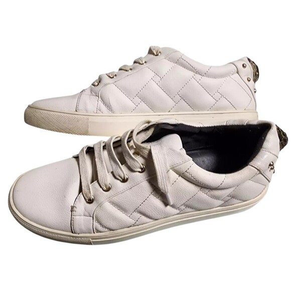 Kurt Geiger London White Leather Sneakers EU 40 Ludo Quilted Pattern Embellished - Picture 3 of 8